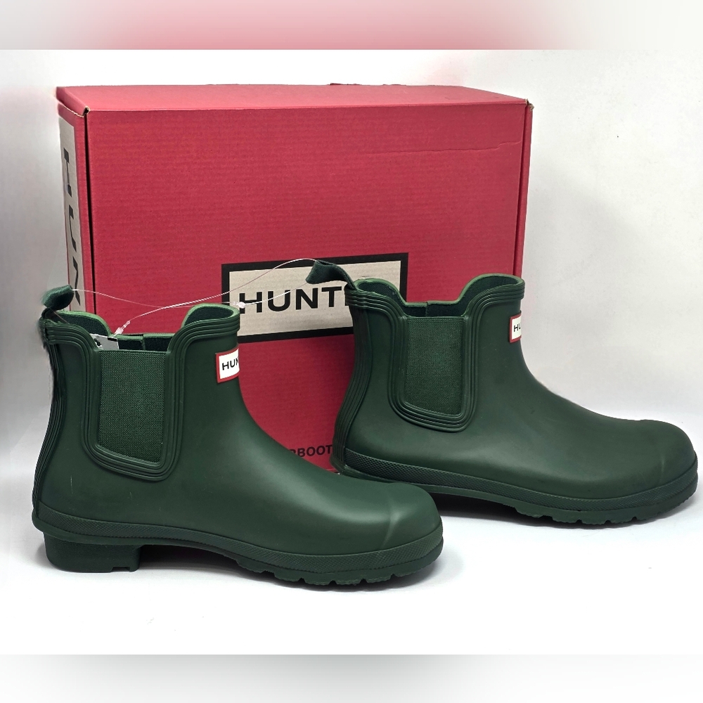 Hunter Original Chelsea Rain Boots WFS2078RMA Waterproof Hunter Green Size 8 NIB - Picture 3 of 11